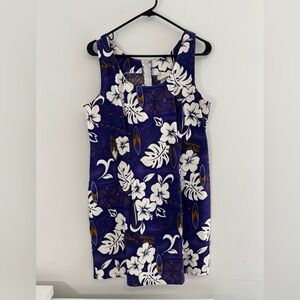 Vintage 70’s Hawaiian Tropical Size XL Dress 100% Cotton Sleeveless Purple Vaca